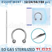 uset07 kit piercings profesional 100 barbell circular titanio g23 bolas 3mm 100 agujas acero quirurgico esterilizadas mayorista