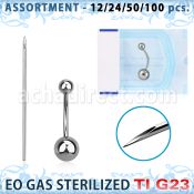 uset09 kit piercings profesional 100 piercings ombligo titanio g23 bola lisa 100 agujas acero quirurgico esterilizadas distribuidor mayorista
