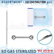 uset13 kit piercings profesional 100 barbells pezon titanio g23 bolas 4mm 100 agujas acero quirurgico esterilizadas distribuidor