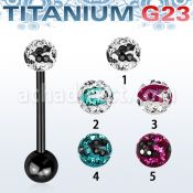 utbbfr5c barbell lengua titanio g23 anodizado bola multi cristal ferido 5mm rayas cebra bola titanio 5mm inferior al por mayor