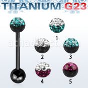 utbbfr5e barbell lengua titanio g23 anodizado bola multi cristal ferido 5mm colores bola titanio 5mm inferior distribuidor mayorista