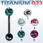 utbbfr6c barbell lengua titanio g23 anodizado bola multi cristal ferido 6mm rayas cebra bola titanio 5mm inferior distribuidor