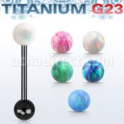 utbbop6 barbell lengua titanio g23 anodizado bola opalo 6mm bola acero liso 6mm distribuidor mayorista