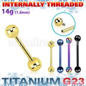 utbbsin pvd plated titanium barbell 14g balls internal