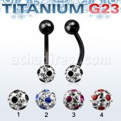utbnfr6a piercing ombligo titanio g23 anodizado bola titanio 5mm bola multi cristal ferido 6mm puntos al por mayor