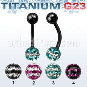 utbnfr6d piercing ombligo titanio g23 anodizado bola titanio 5mm bola multi cristal ferido 6mm triple linea venta