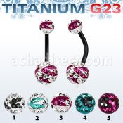 utbnfrgc piercing ombligo titanio g23 anodizado bolas 5mm 8mm multi cristal ferido rayas cebra distribuidor