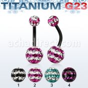 utbnfrgd piercing ombligo titanio g23 anodizado bolas 5 8mm multi cristal ferido triple linea distribuidor