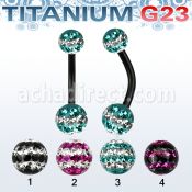 utbnfrsd piercing ombligo titanio g23 anodizado bolas 5mm 6mm multi cristal ferido triple linea al por mayor