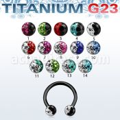 utcbfr3e barbell circular titanio g23 anodizado ceja labio bolas multi cristal 3mm colores al por mayor