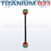 utinfr5r barbell industrial titanio g23 anodizado bolas multi cristal 5mm rayas colores rasta distribuidor