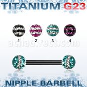 utnpfr5d barbell pezon titanio g23 anodizado bolas multi cristal pegadas ferido 5mm triple linea venta