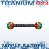 utnpfr5r barbell pezon titanio g23 anodizado bolas multi cristal pegadas ferido 5mm rayas colores rasta venta