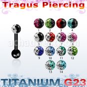 utrgt7e piercing tragus titanio g23 anodizado bola multi cristal 3mm colores bola titanio liso 3mm mayorista