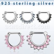 vsepc16 septum clip plata 925 barra cierre acero 316l zirconia al por mayor