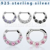 vsepg14 septum clip plata 925 barra cierre acero 316l 5 zirconia venta