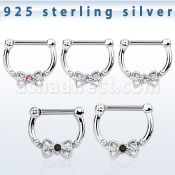 vsepk16 septum clip plata 925 colgante alto barra cierre acero 316l arco zirconia centro venta