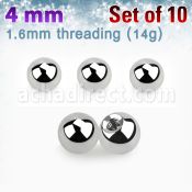 xbal4 pack 10 bolas acero quirurgico brillo espejo 4mm rosca distribuidor mayorista