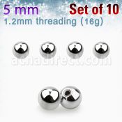 xbal5s pack 10 bolas acero quirurgico brillo espejo 5mm rosca distribuidor mayorista