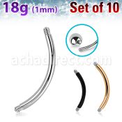 xbn18g pack 10 barras banana ceja acero quirurgico brillo espejo rosca 1 0mm distribuidor