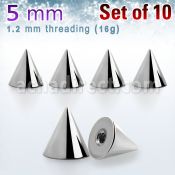 xcn5s pack 10 conos acero quirurgico 5mm rosca mayorista