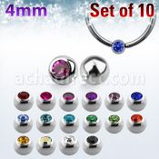 xdpbc4 pack 10 bolas anillo cierre acero 316l 4mm cristal bisel encaja anillos al por mayor