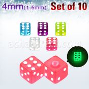 xgldi4 set 10 dados acrilicos brillan oscuridad 4mm rosca venta