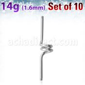 xinc14g pack 10 barbells industriales espiral acero quirurgico rosca distribuidor