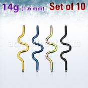 xinta14g pack 10 barras barbells industriales zig zag acero 316l anodizado rosca distribuidor mayorista