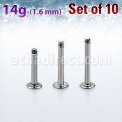 xlb14g pack 10 barras labret acero quirurgico brillo espejo rosca distribuidor