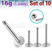 xlb16g pack 10 barras labret acero quirurgico brillo espejo rosca distribuidor mayorista