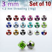 xmjb3 pack 10 bolas multi joya acero 316l brillo espejo 3mm 1 cristal 4 cristal lados distribuidor mayorista