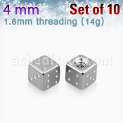 xsdi4 pack 10 dados acero quirurgico brillo espejo 4mm rosca venta