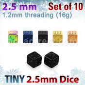 xsdit25 pack 10 dados acero quirurgico anodizado 2 5mm rosca al por mayor