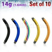 xtbn14g pack 10 barras bananas ombligo acero 316l anodizado rosca mayorista