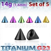 xucnt4g set 5 conos titanio g23 anodizado 4mm rosca distribuidor mayorista