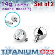 xujb4i titanium g23 ball tops clear crystal bezel set 4mm
