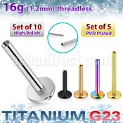 xulbnob16g titanium threadless labret post 16g 4mm 10pcs