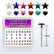 yxphs caja display piercing nariz doblar tu mismo plata 0 6mm estrella corazon colores mayorista