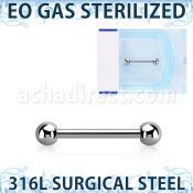 zbbnps eo gas sterilized 316l steel nipple barbell 4mm