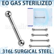 zbbnpss sterilized 316l steel nipple barbell 14g two balls