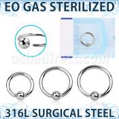 zbedr16 sterilized annealed 316l steel ball closure ring 3mm