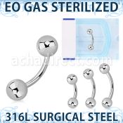 zbneb4 sterilized 316l steel banana 16g two 4mm balls