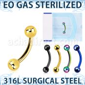 zbnetb sterilized pvd plated steel eyebrow banana two balls