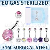 zbnrdz8jb sterilized steel belly banana 14g cz jewel ball