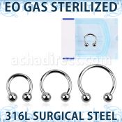 zcb18b3 sterilized 316l steel circular barbell 3mm balls