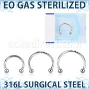 zcbeb2 eo gas 316l steel circular barbell 2mm balls