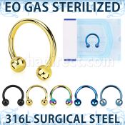 zcbetb sterilized pvd plated steel circularbarbell two balls