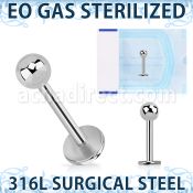 zlb18b3 sterilized 316l steel labret 18g 3mm ball
