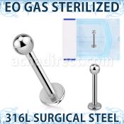 zlbb3g eo gas sterilized 316l steel labret 3mm ball